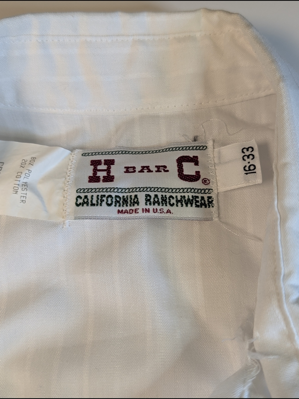 Vintage H Bar C Western Shirt Mens White Tonal Stripe Pearl XL - Picture 7 of 8